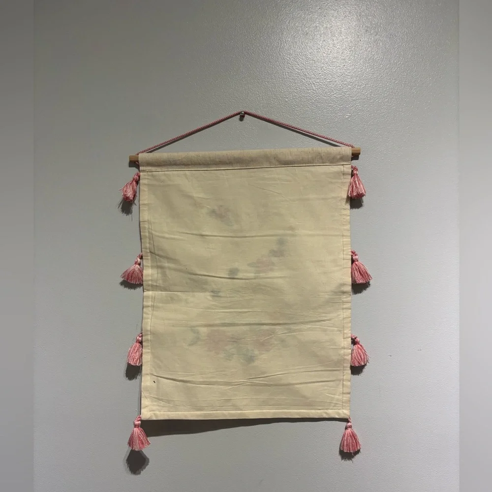 Floral Bunny Wall Hanging with Pink Tassels Easter